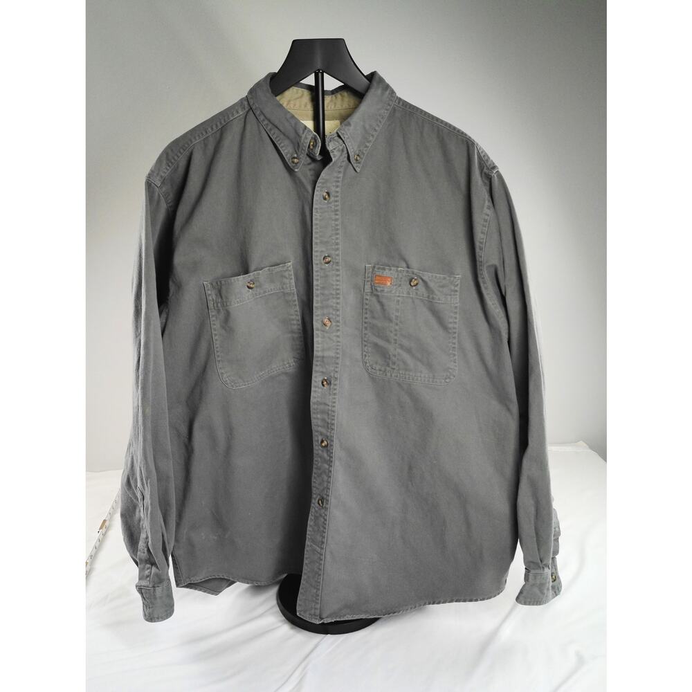 GreatLand Men’s Gray Button-Up Work Shirt L 100% Cotton Long Sleeve